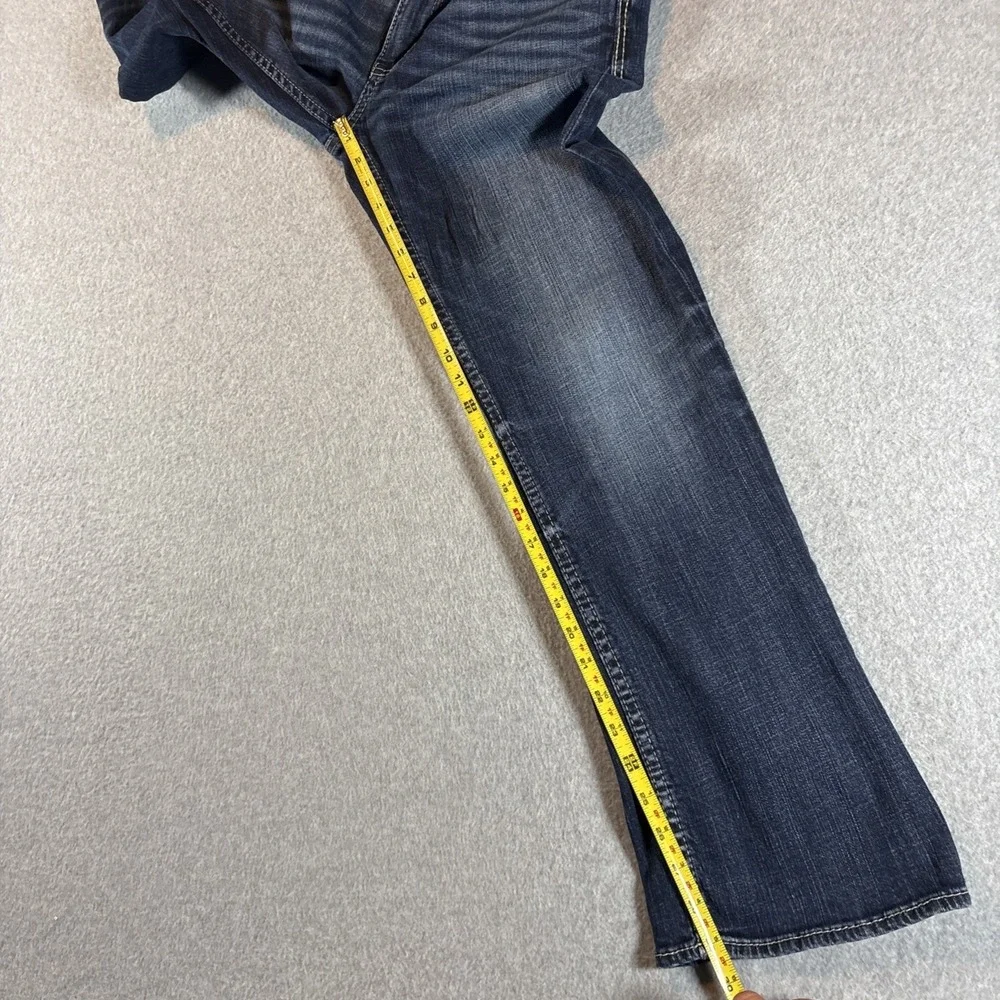 BKE Jake Boot Leg Jeans Blue Denim Straight Leg Dark Wash Stretch Mens 32s 32x29